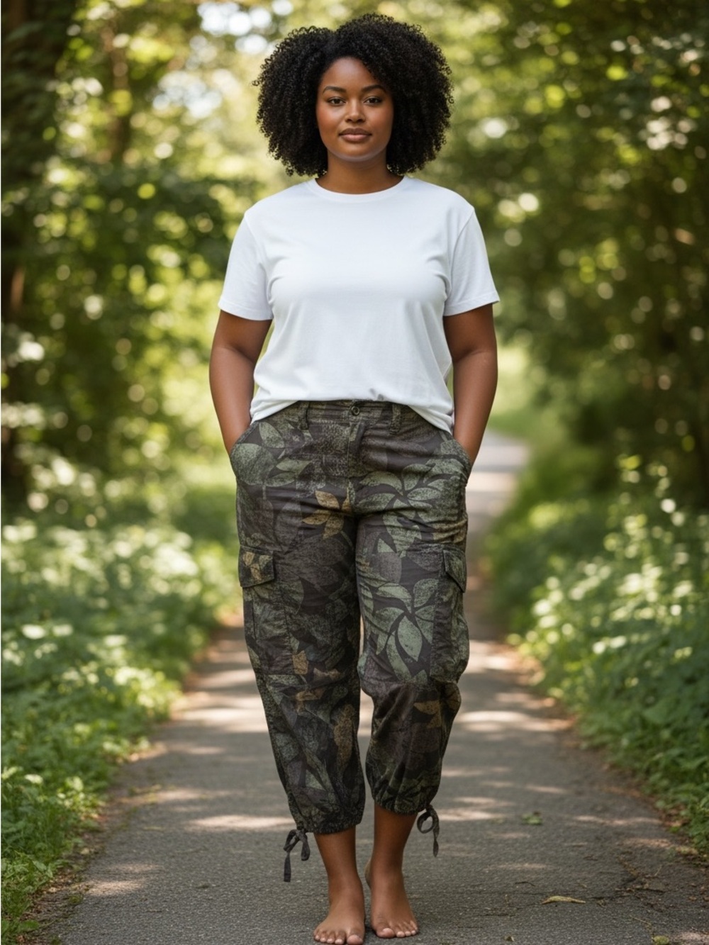 Anthropologie Olive & Leaf Print Cargo Joggers